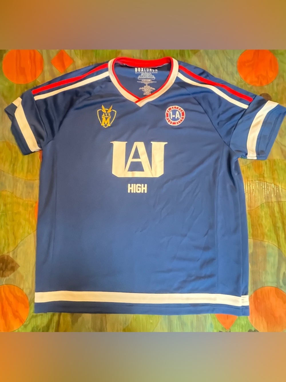 My Hero Academia Mens Blue U.A. High Soccer Jersey BoxLunch Size XL Extra Large
